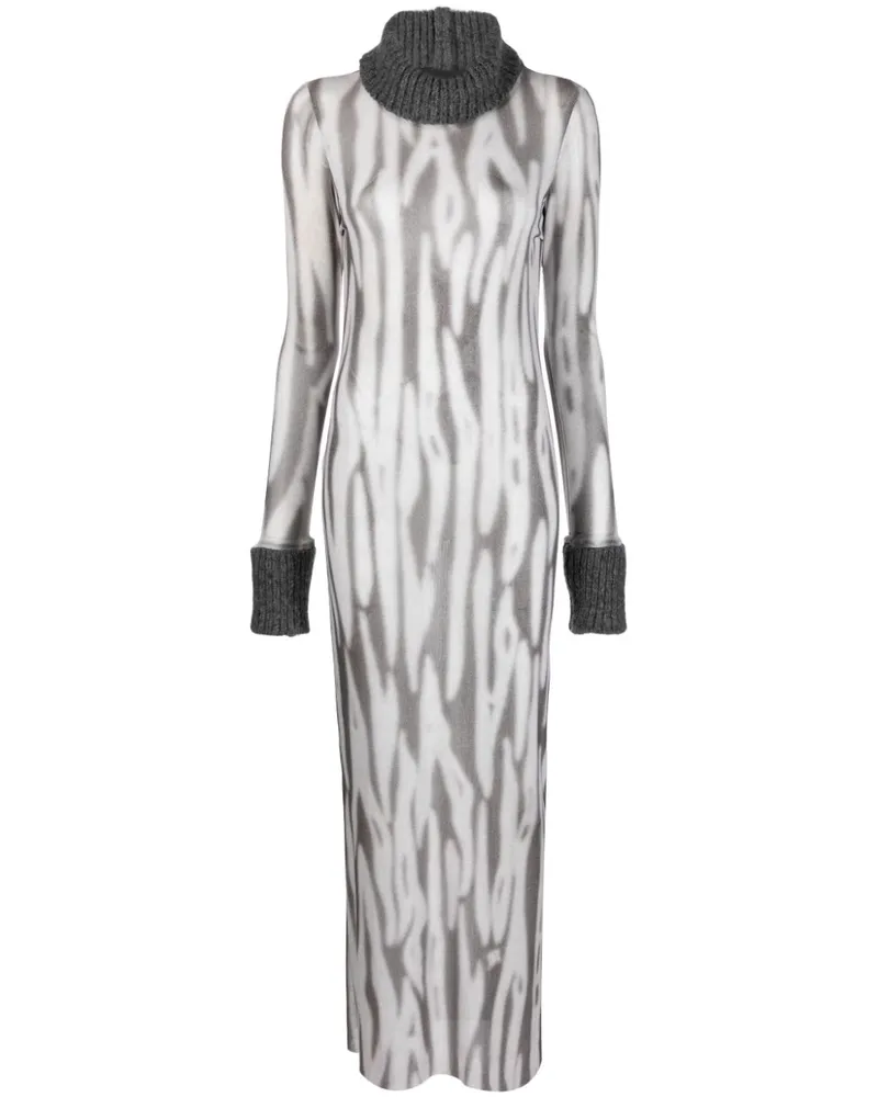 John Richmond Maxikleid mit abstraktem Print Grau