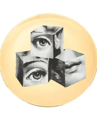 Fornasetti Block Face' Teller mit Print Gold