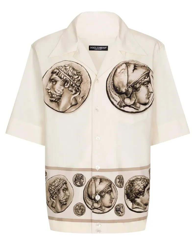 Dolce & Gabbana Hemd mit Münzen-Print - Weiß Weiß