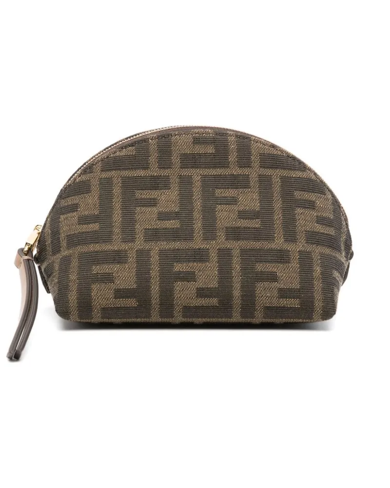 Fendi Kleine Kosmetiktasche mit FF-Jacquardmuster - Braun Braun