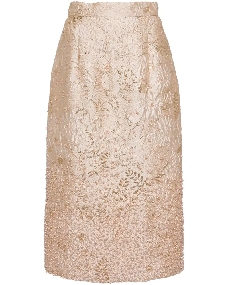 Biyan Gerader Rock mit Blumen - Nude Nude