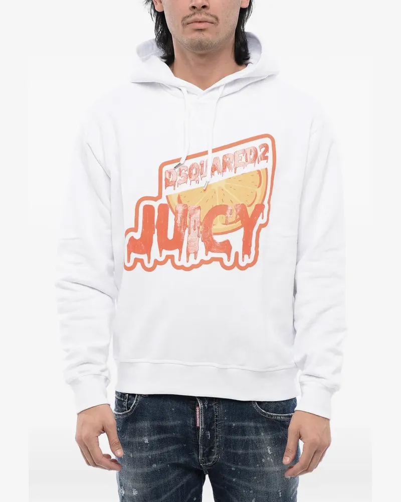 Dsquared2 logo-print brushed hoodie - Weiß Weiß