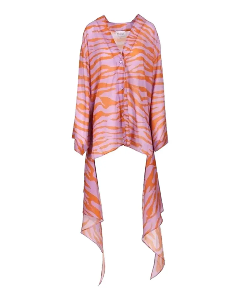 ATTICO zebra-print mini shirt dress - Orange Orange