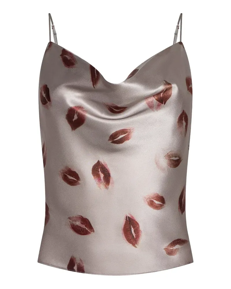 L'Agence Calista lip-print blouse - Nude Nude