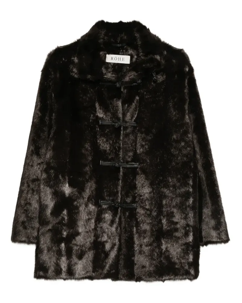 Róhe Mantel aus Faux Fur im Mandarin-Style - Braun Braun