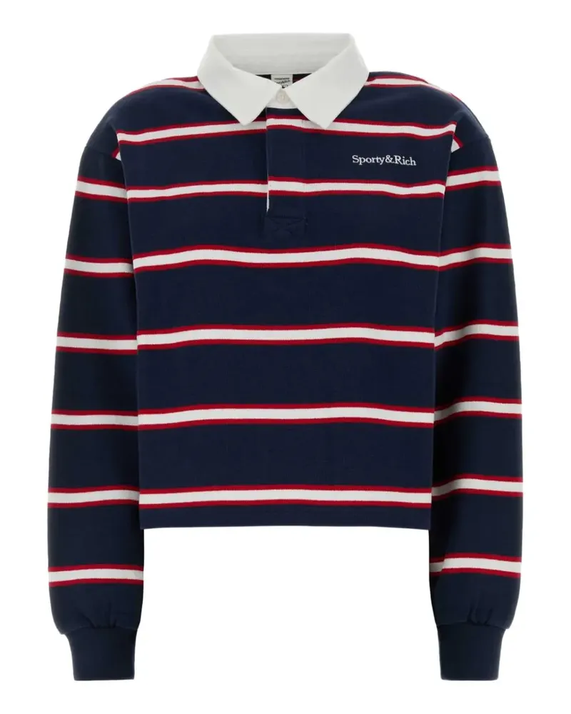 SPORTY & RICH Gestreiftes Blondie Serif Poloshirt - Blau Blau