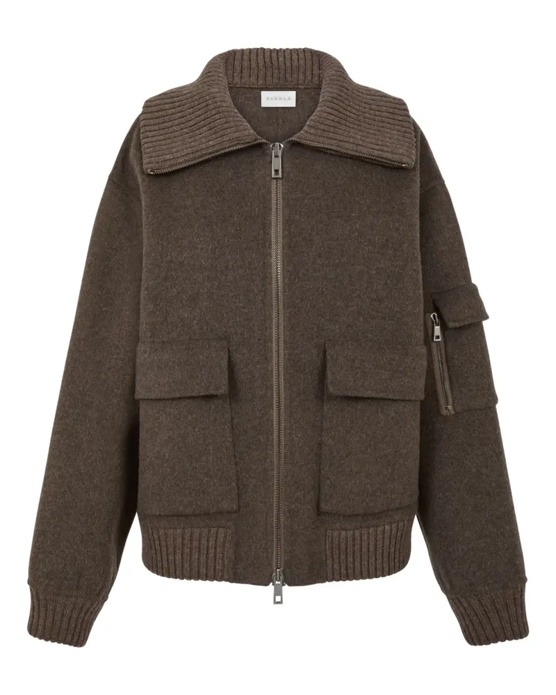 P.A.R.O.S.H. P.A.R.O H. ribbed-collar flap-pocket jacket - Braun Braun