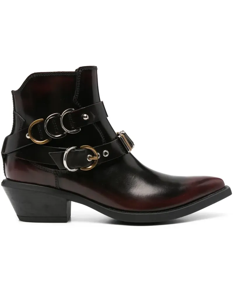 Pinko Spitze Stiefel mit Schnallenriemen - Rot Rot