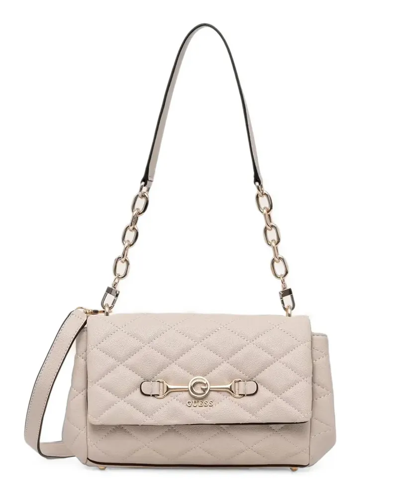 Guess Frances quilted logo-plaque shoulder bag - Nude Nude