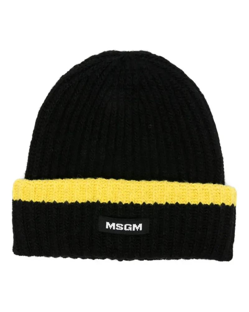 MSGM Gerippte Beanie - Schwarz Schwarz