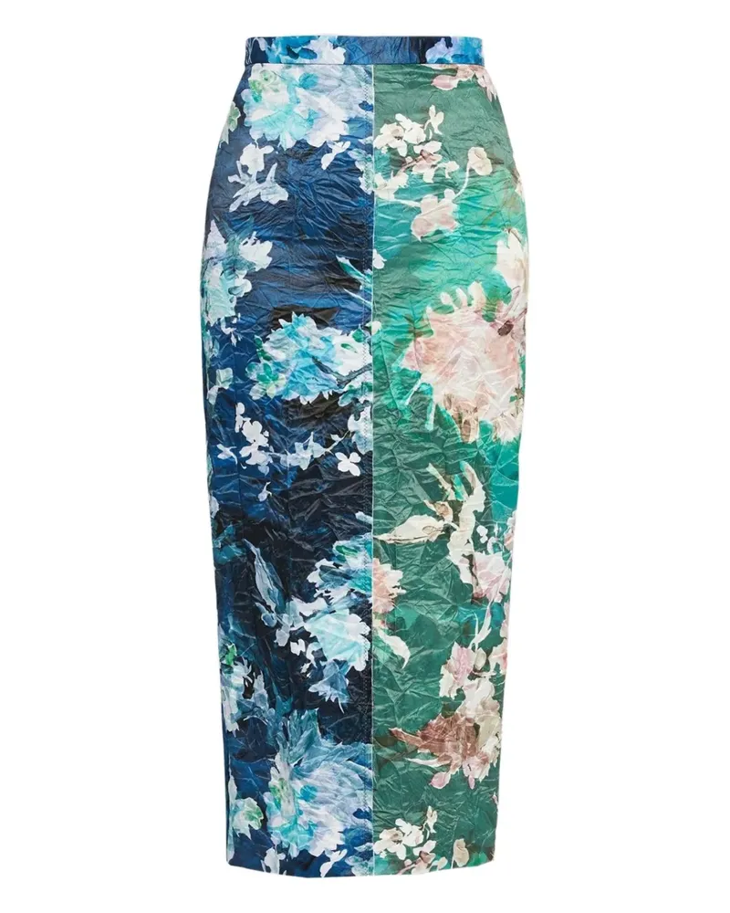 Erdem Midirock mit Blumen-Print - Blau Blau
