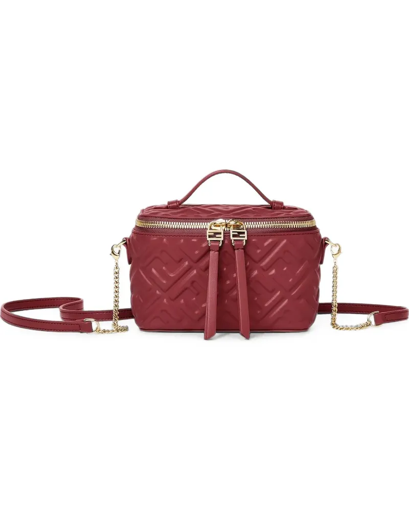 Fendi Kosmetiktasche aus Leder mit Prägung - Rot Rot