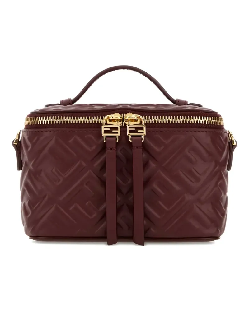 Fendi Kosmetiktasche aus Leder mit Prägung - Rot Rot