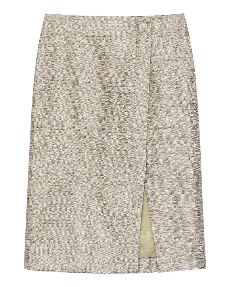 Shanghai Tang sequin-embellished tweed midi skirt - Grau Grau
