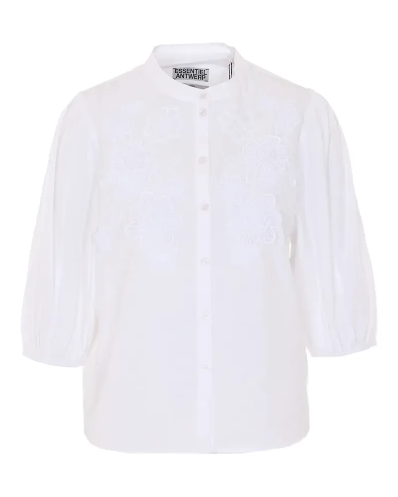 Essentiel Oberteil mit Blumenstickerei - Weiß Weiß