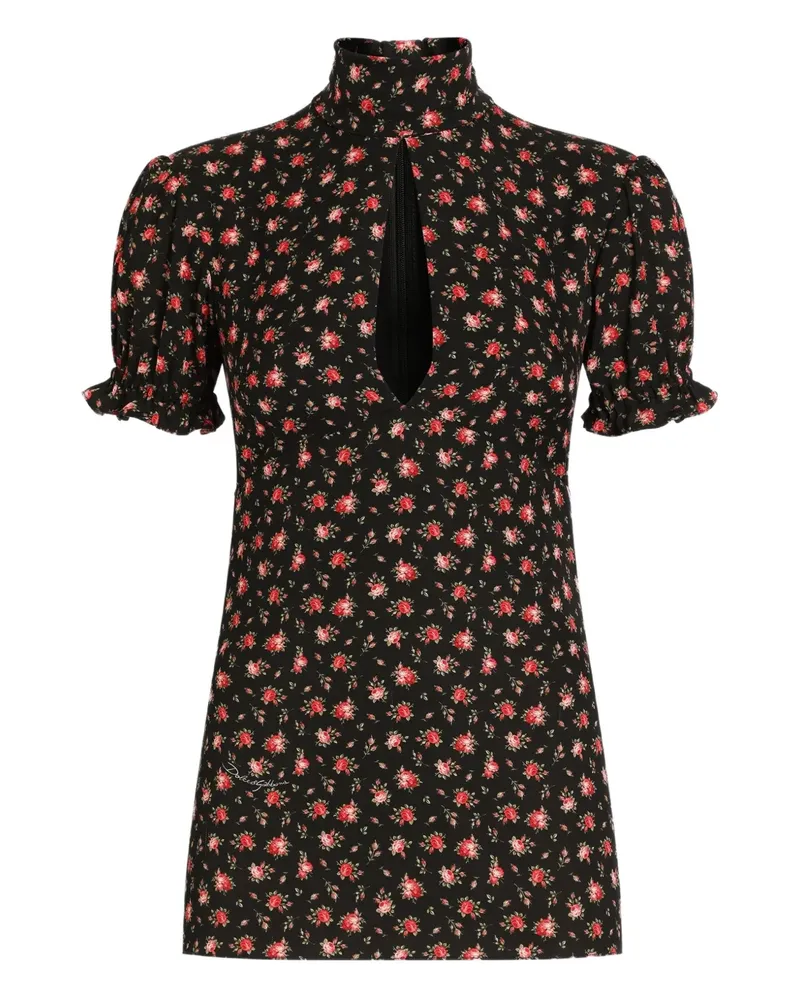 Dolce & Gabbana Florales Oberteil - Schwarz Schwarz