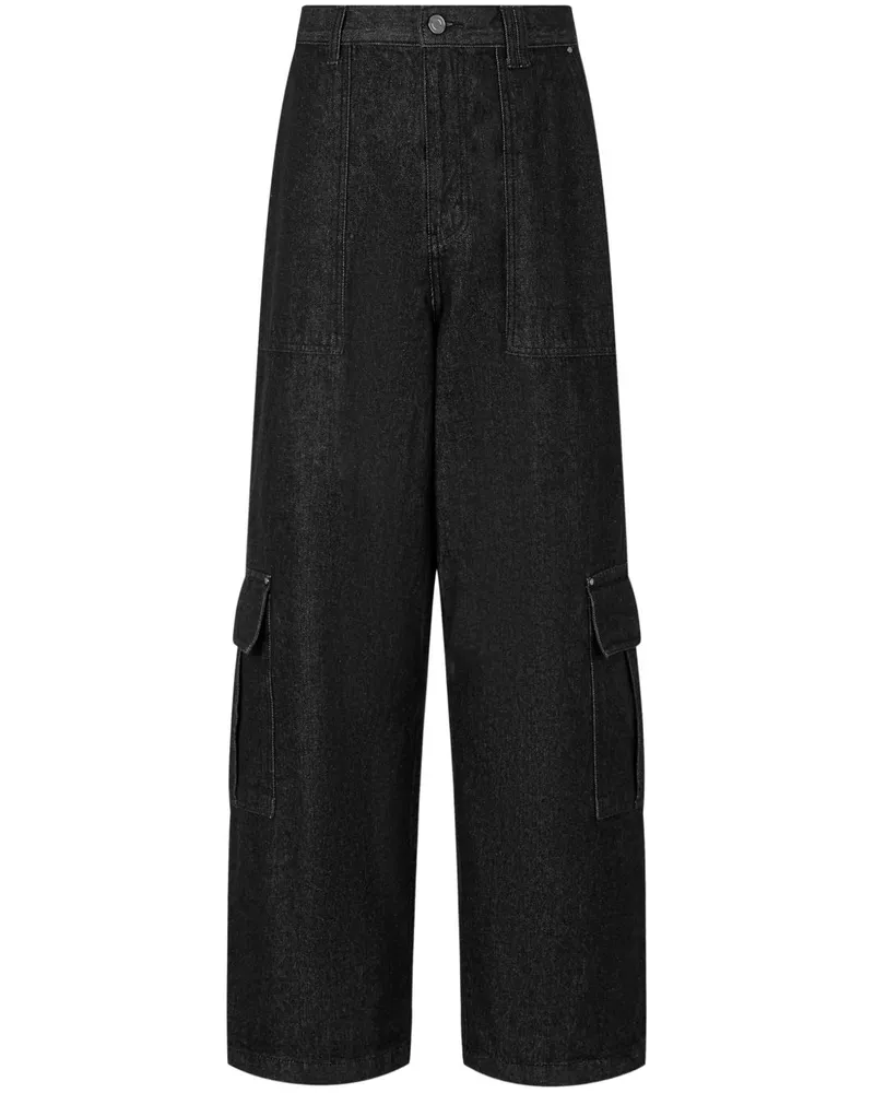 STUDIO TOMBOY Hoch sitzende Cargohose - Schwarz Schwarz