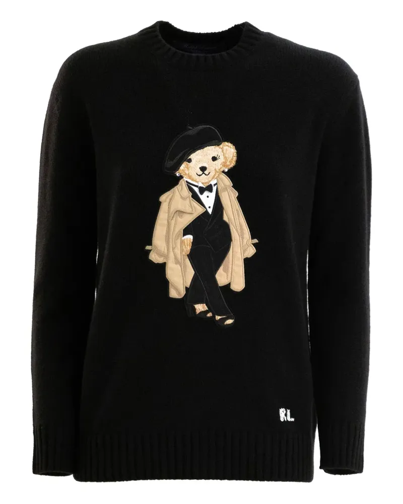 Ralph Lauren Rundhals-Pullover mit Bärendetail - Schwarz Schwarz
