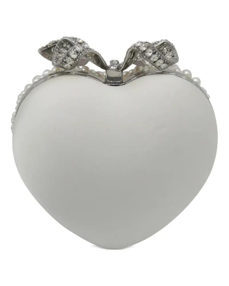 Self-Portrait pearl heart clutch bag - Weiß Weiß
