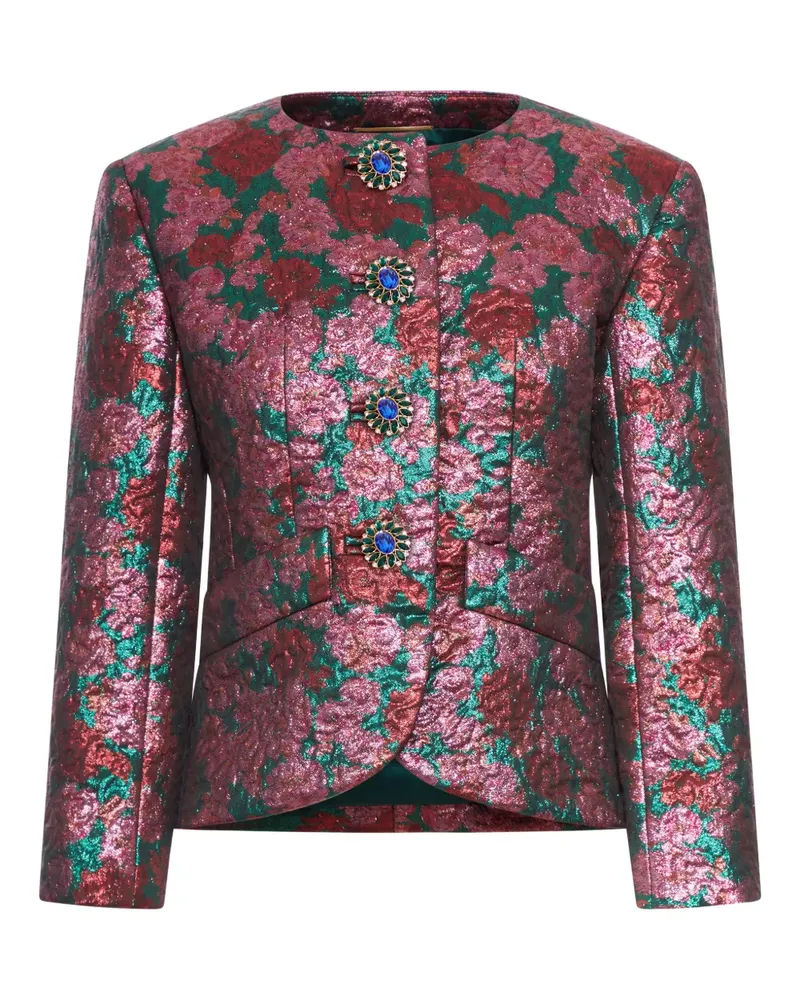 Saint Laurent Einreihige Brokat-Jacke - Rot Rot