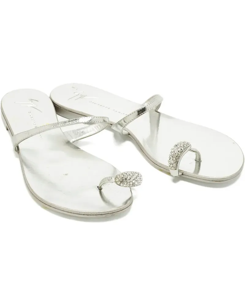 Giuseppe Zanotti toe-ring crystal-embellished sandal - Silber Silber