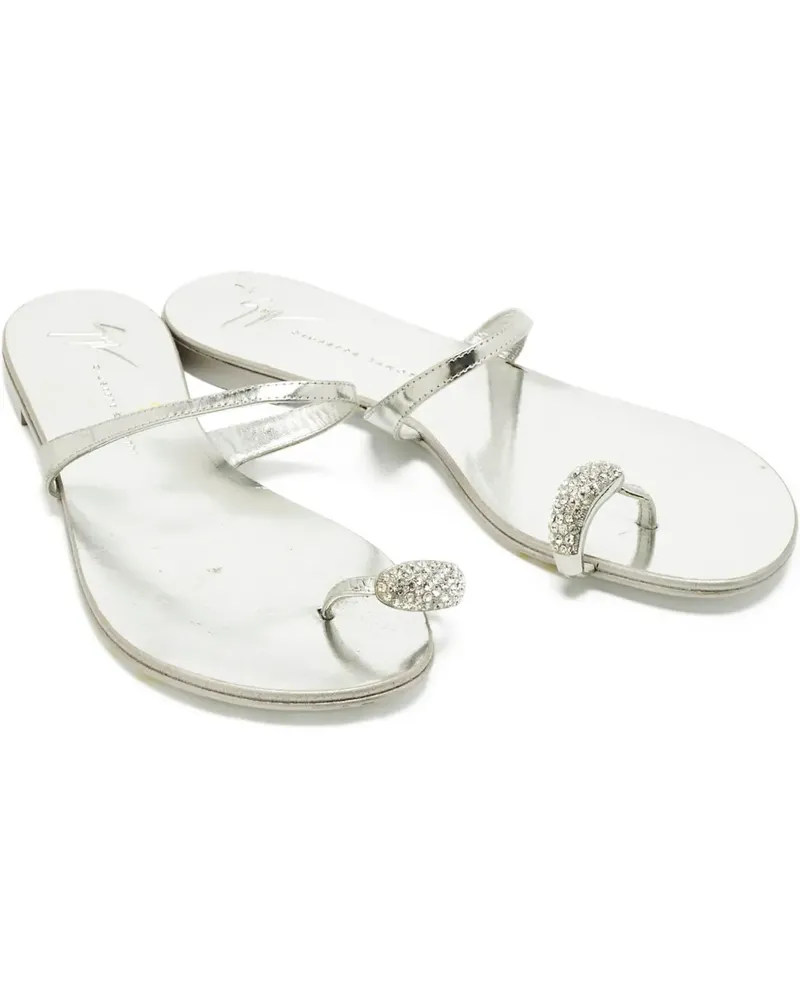 Giuseppe Zanotti Kristallverzierte Sandalen mit Zehenring - Silber Silber