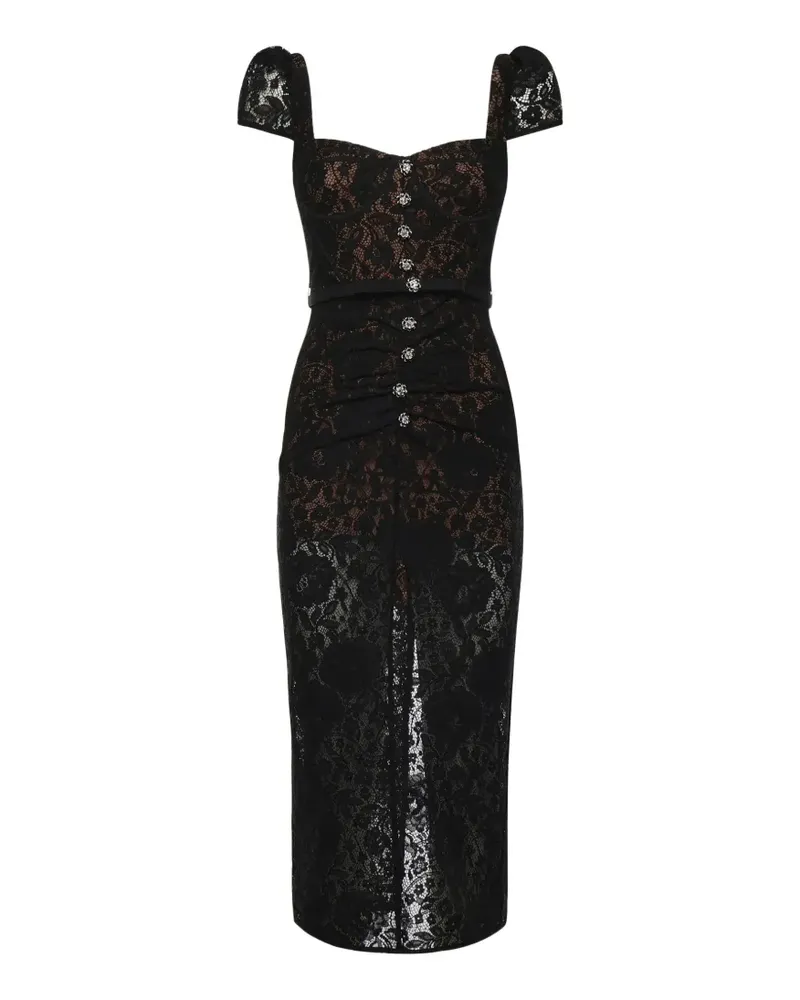 Self-Portrait Gepunktetes Kleid - Schwarz Schwarz