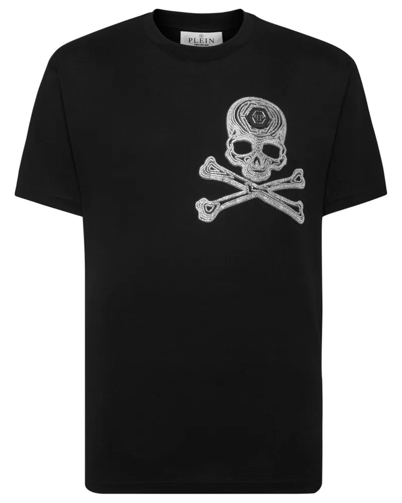 Philipp Plein Skull&Bones T-Shirt mit Strass - Schwarz Schwarz