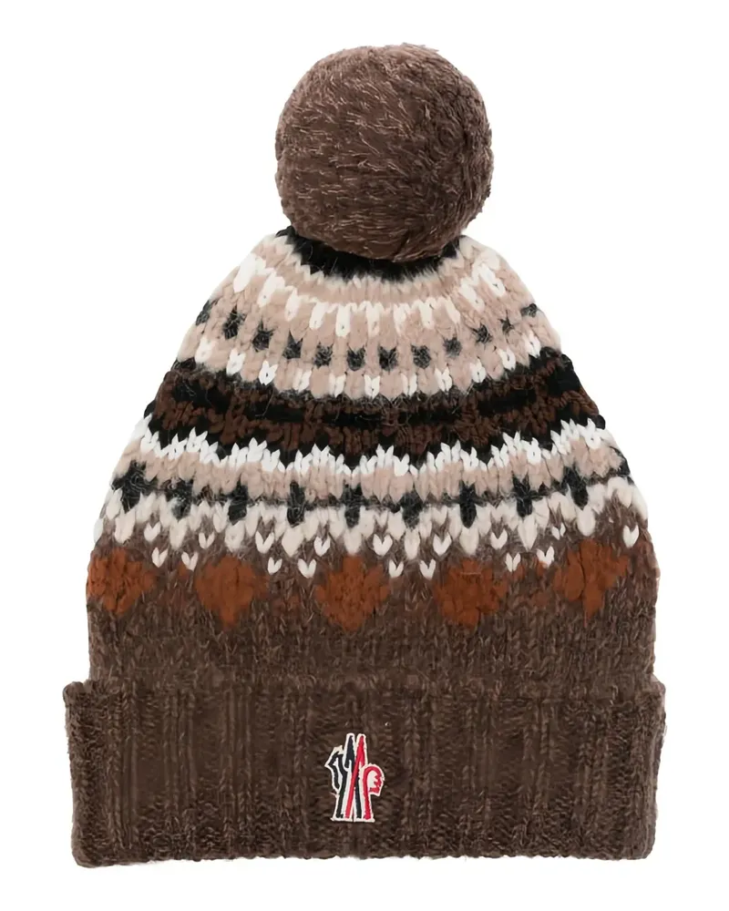 Moncler Beanie mit gerippter Krempe - Braun Braun
