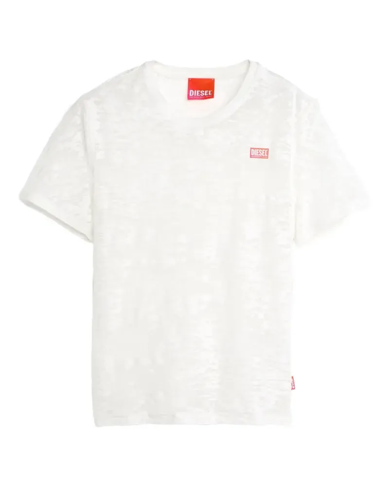 Diesel T-Shirt mit Burnout-Effekt - Weiß Weiß