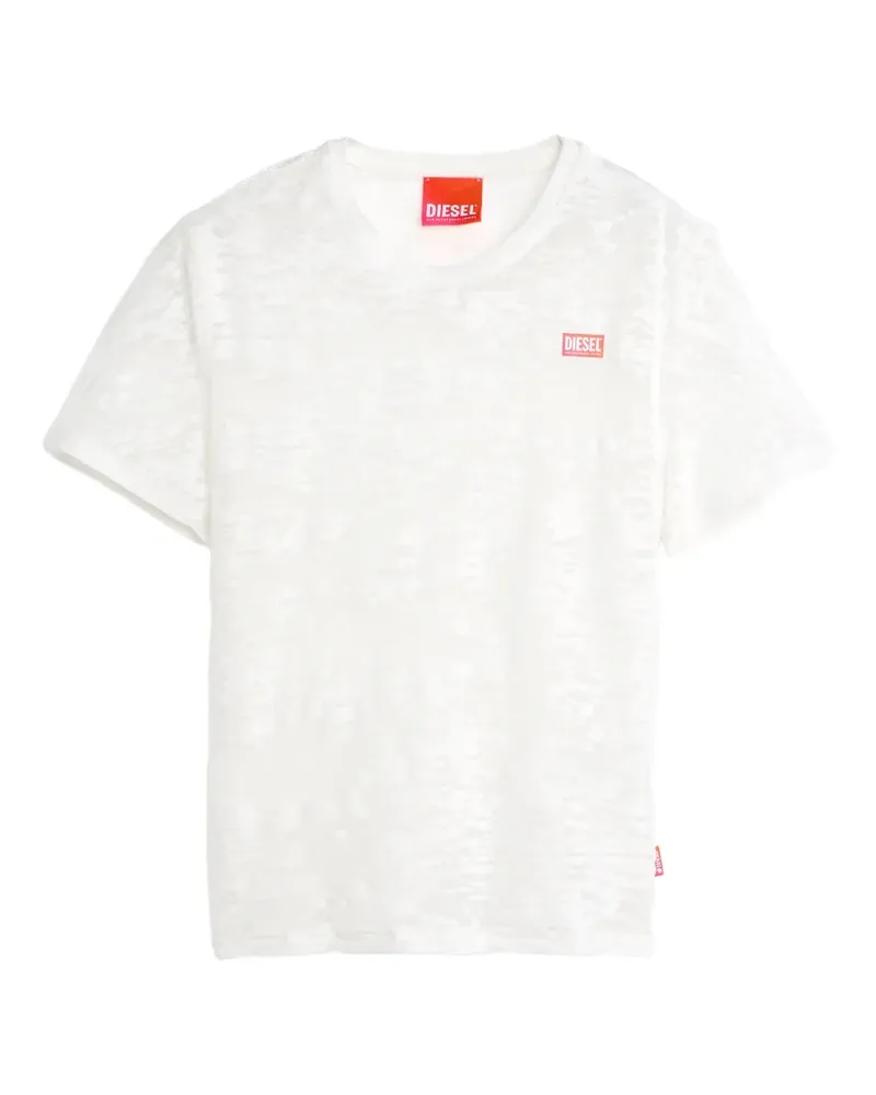 Diesel T-Shirt mit Burnout-Effekt - Weiß Weiß