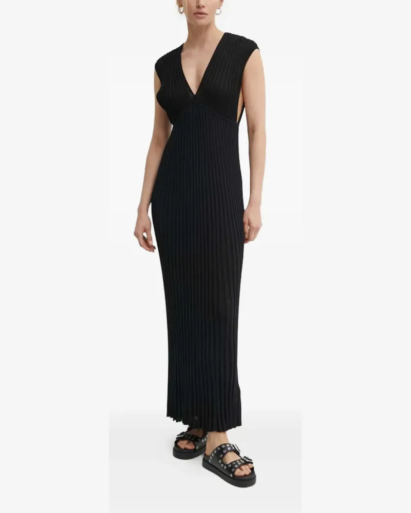 Gestuz PhilanaGZ Midikleid mit V-Ausschnitt - Schwarz Schwarz