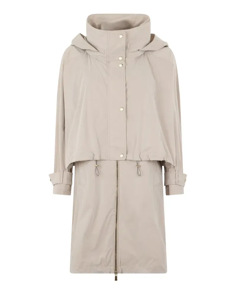 MOORER hooded zip-up parka coat - Nude Nude