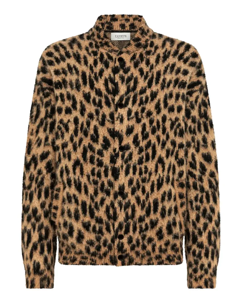 Laneus Strickjacke mit Leopardenprint - Braun Braun