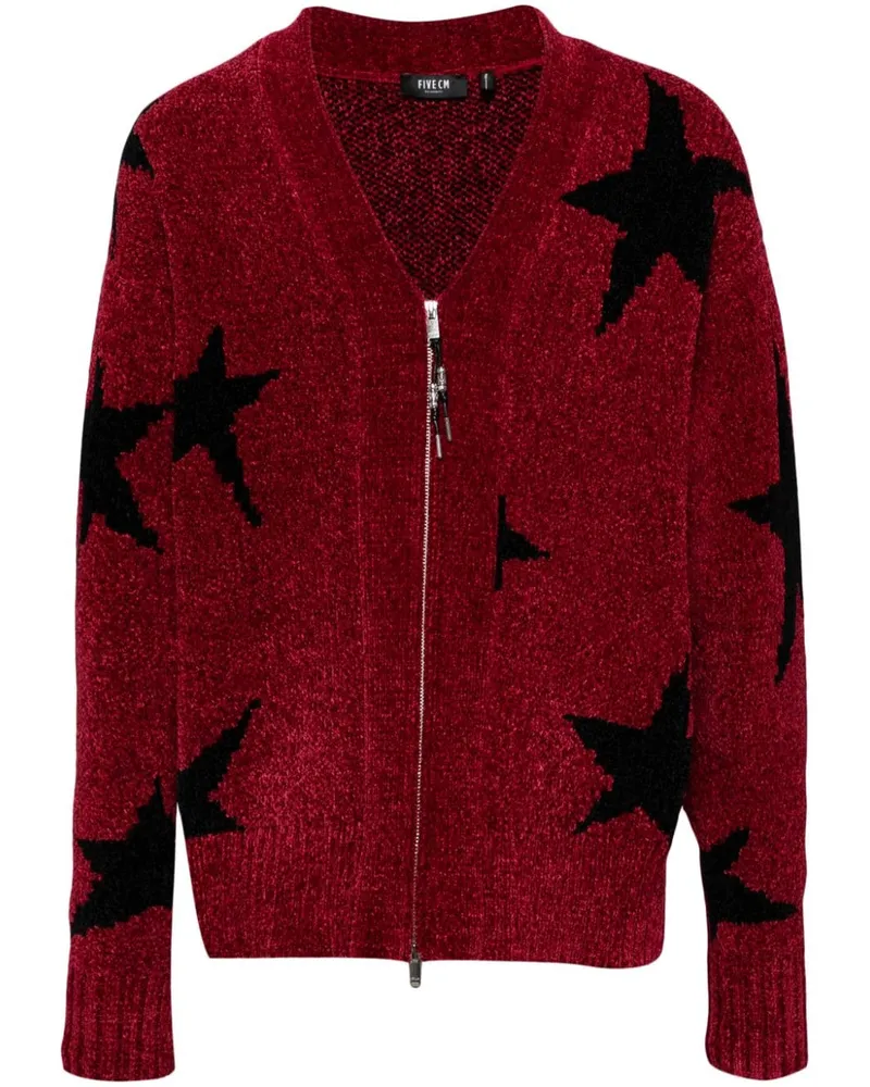 FIVE CM Jacquard-Cardigan mit Reißverschluss - Rot Rot