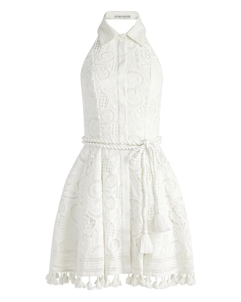 Alice + Olivia Lucy Minikleid aus Hemd - Weiß Weiß