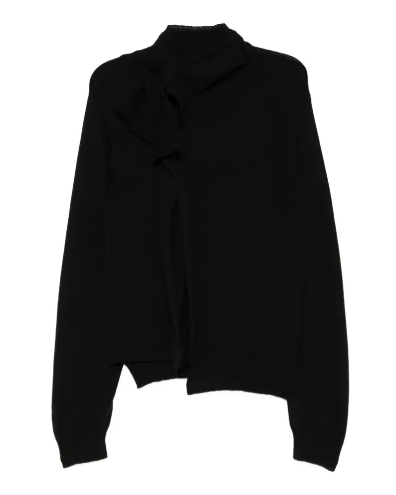 Yohji Yamamoto Drapierter Pullover mit Stehkragen - Schwarz Schwarz