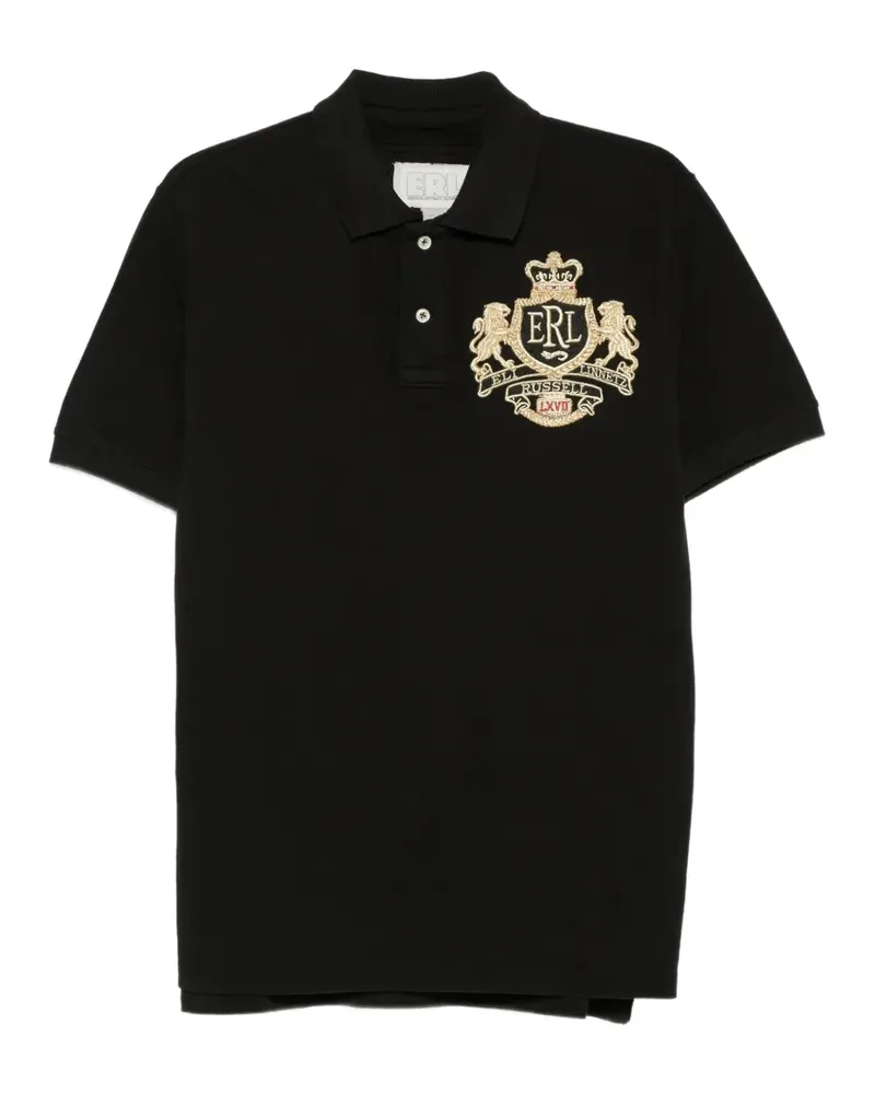 ERL Poloshirt aus Piqué mit Wappenstickerei - Schwarz Schwarz