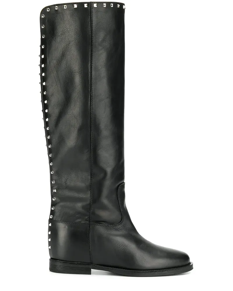 Via Roma 15 Wildlederstiefel mit Nieten - Schwarz Schwarz