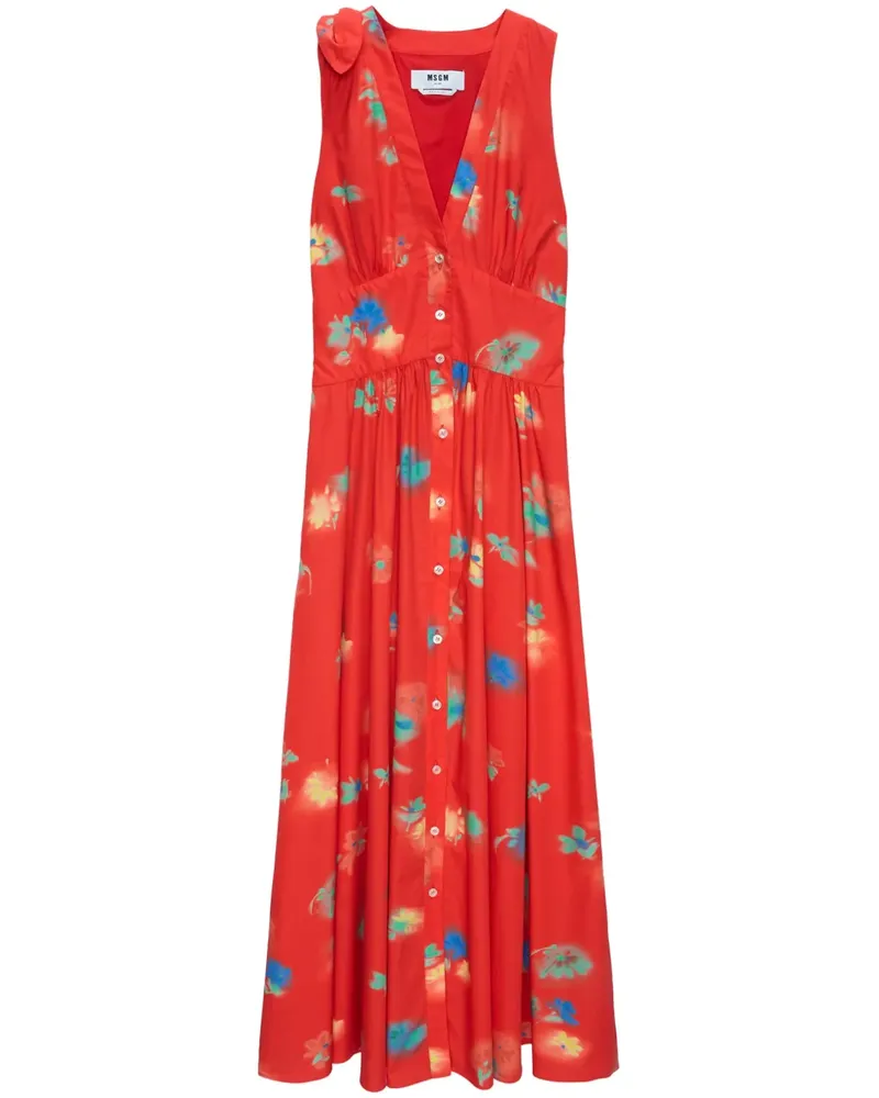 MSGM Maxikleid mit Print - Rot Rot