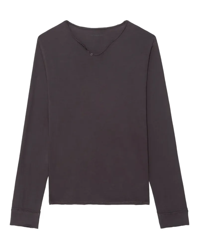Zadig & Voltaire Monsatir Henley T-Shirt mit Knopfdetail - Grau Grau