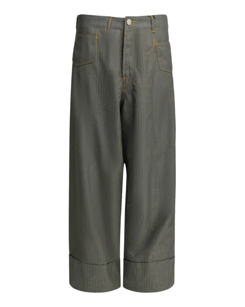 Junya Watanabe pinstripe contrast-stitch trousers - Grau Grau