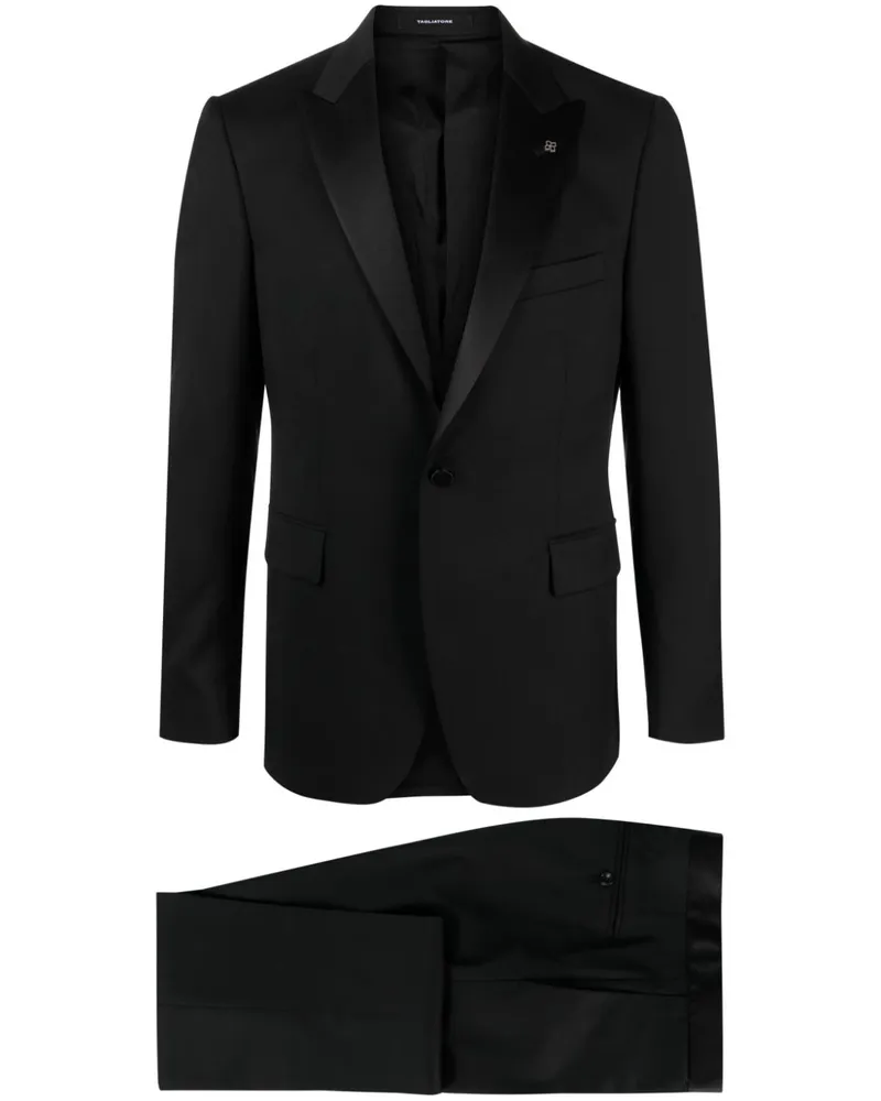 Tagliatore Anzug mit Satinbesatz - Schwarz Schwarz