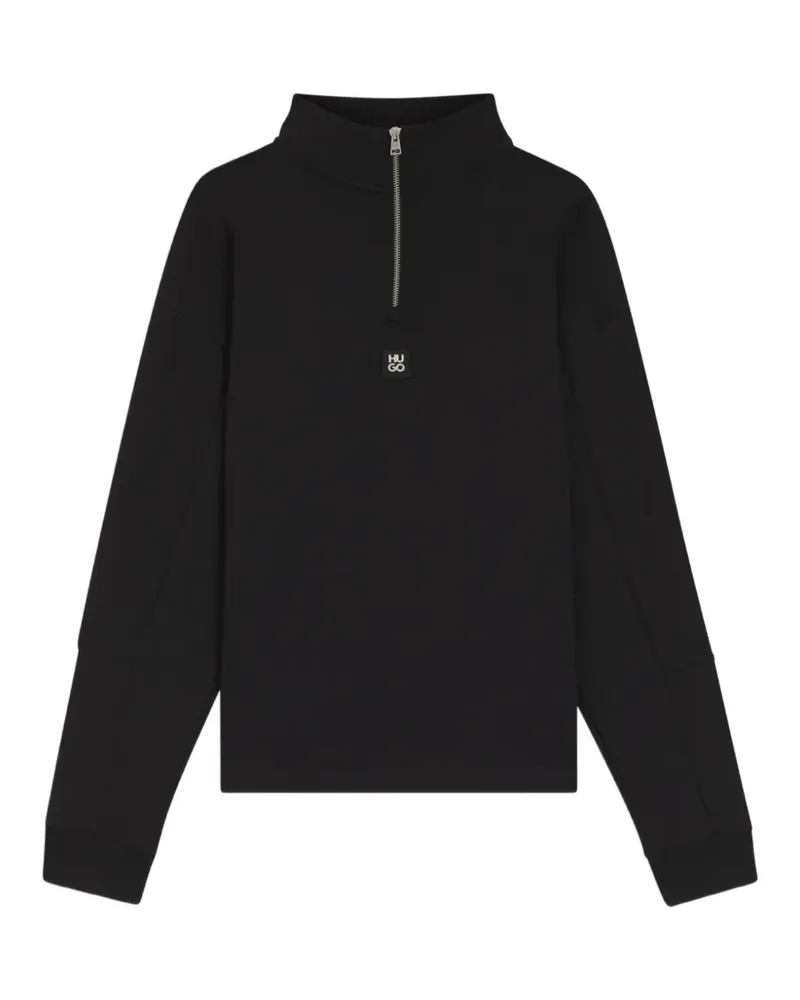 HUGO BOSS Pullover mit kurzem Reißverschluss - Schwarz Schwarz