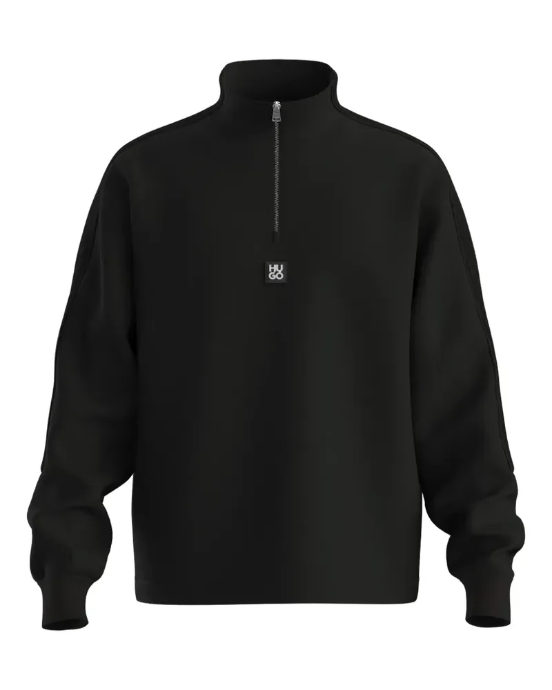 HUGO BOSS Pullover mit kurzem Reißverschluss - Schwarz Schwarz