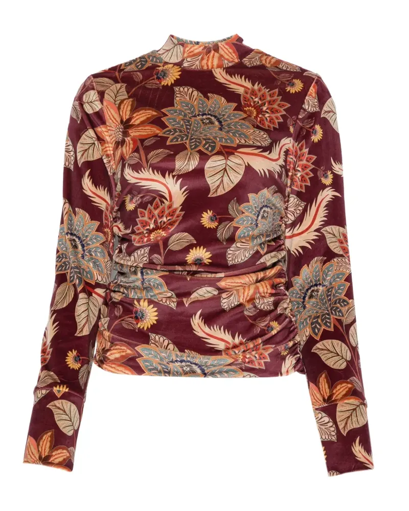 FARM Rio floral-print ruched top - Rot Rot