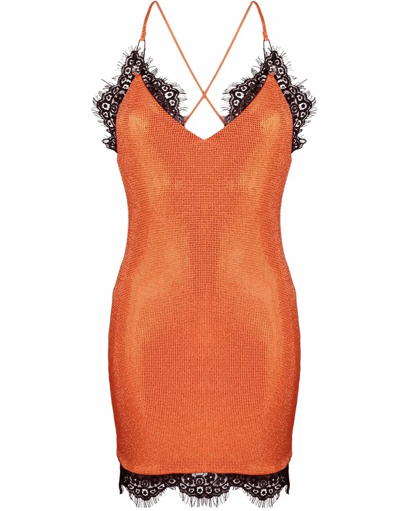Philipp Plein Minikleid mit Kristallen - Orange Orange