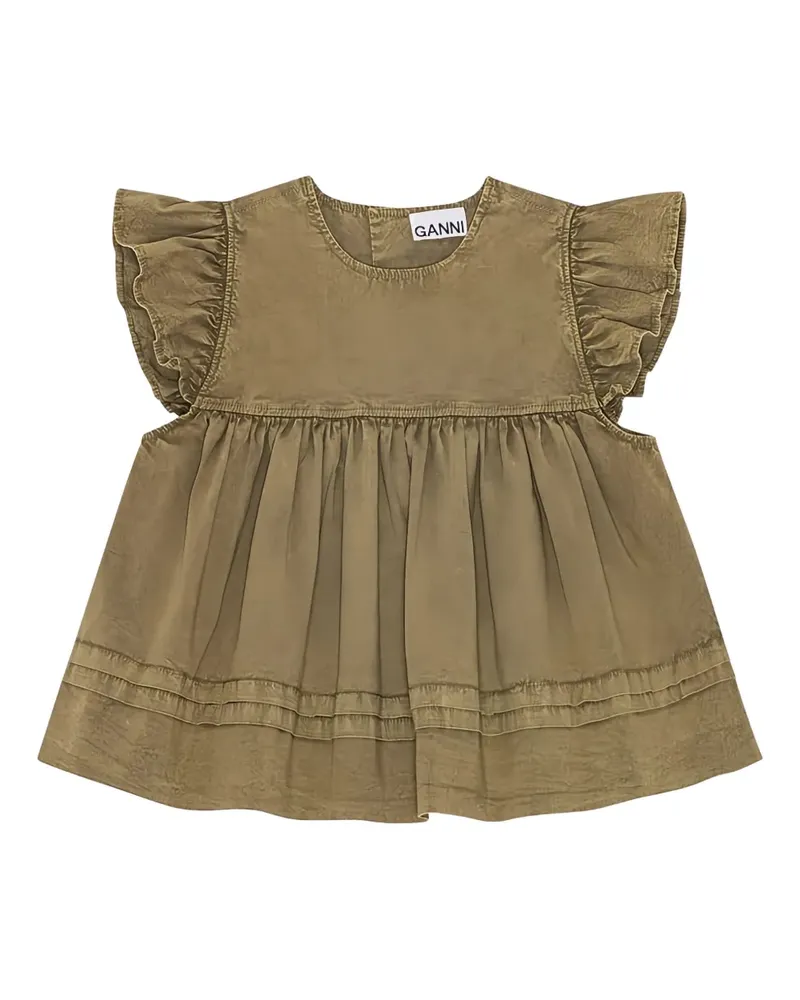 Ganni Bluse mit Rüschen - Grün Grün