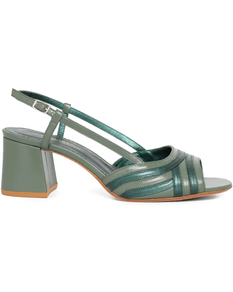 Sarah Chofakian Mille Feuille Slingback-Pumps mit Ledereinsätzen 40mm - Grün Grün