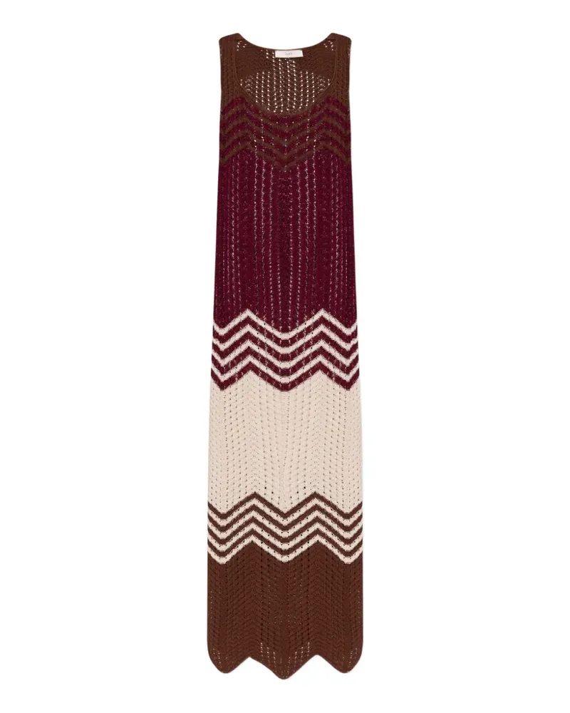 AKEP chevron-detail crochet-knit midi dress - Braun Braun
